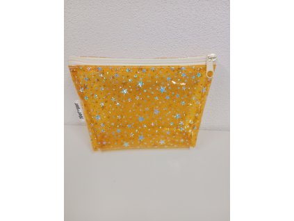 Fólie k šití transparentní 20x30cm hvězdičky tmavě žluté