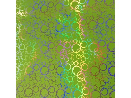 Koženkový panel s holografickým tiskem 20x30cm zelená kolečka