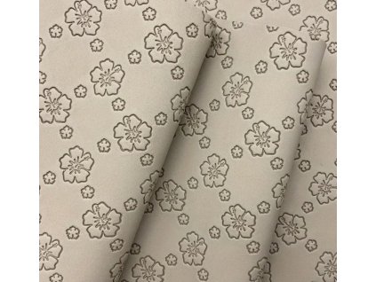 Koženkový panel relief 40x40cm kytičky světle šedé