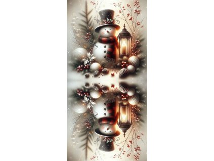 Zrcadlový panel 50x100cm sněhulák s lucernou