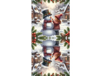 Zrcadlový panel 50x100cm holčička a sněhulák
