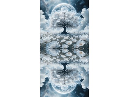 Zrcadlový panel 50x100cm strom s bílými květy