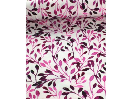 Bavlněný úplet fialové lístky 2m