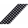Šikmý proužek bavlněný - puntíky na černé