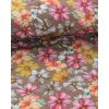 Viskozový úplet  - barevné květy na hnědé 1,2m