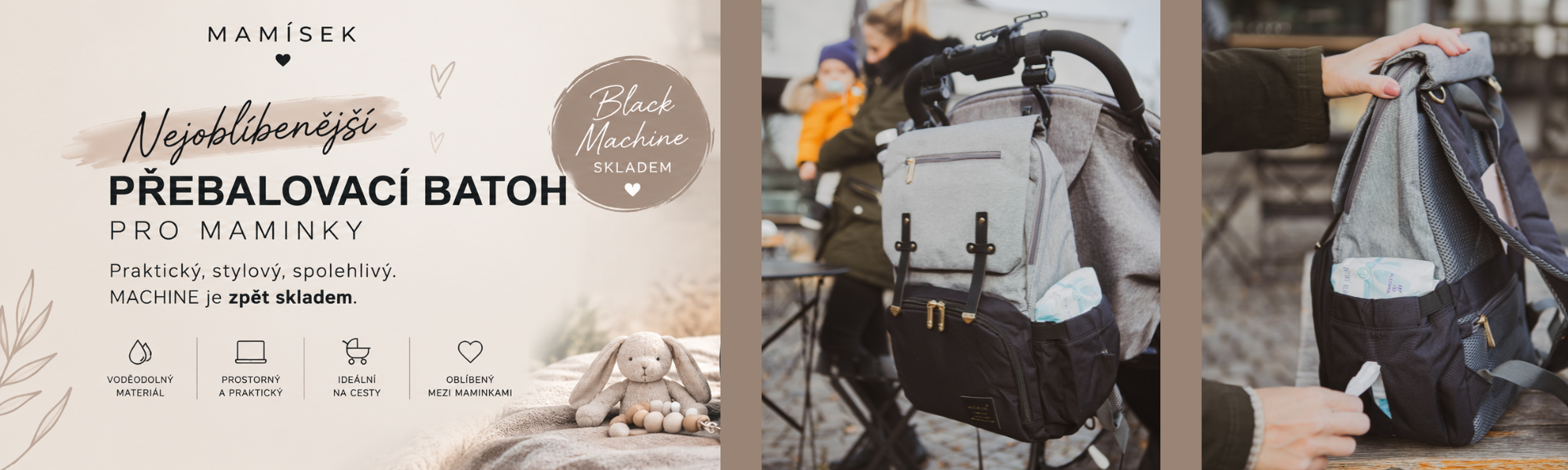 Black machine skladem