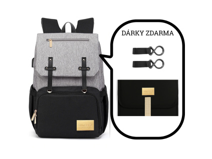Přebalovací batoh Black machine s přebalovací podložkou a háčky