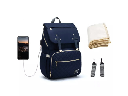 Přebalovací batoh Blue Comfort s přebalovací podložkou a háčky