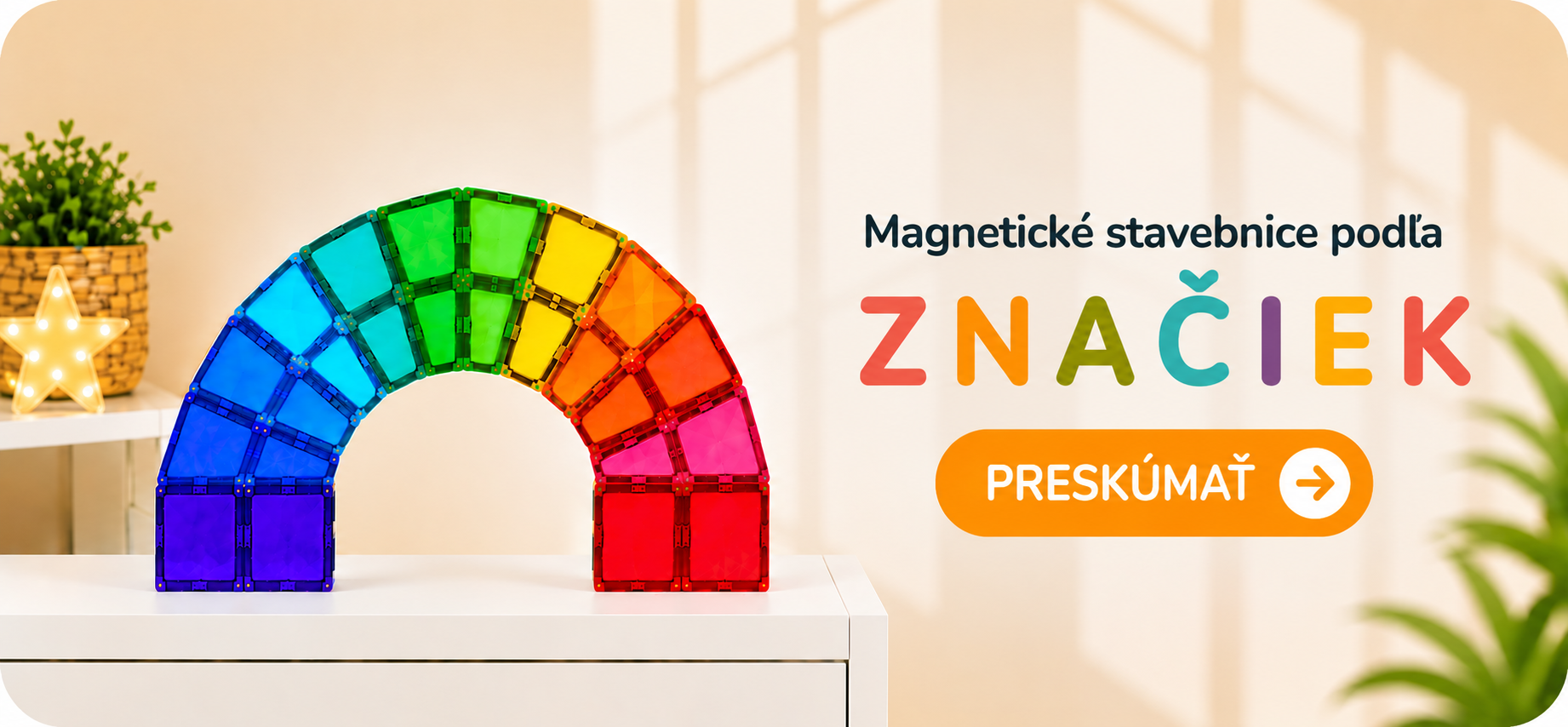 Magnetické stavebnice - Connetix, MiDeer, Magna Tiles, Coblo, Learn & Grow, Cleverclixx, Magbrix aj.