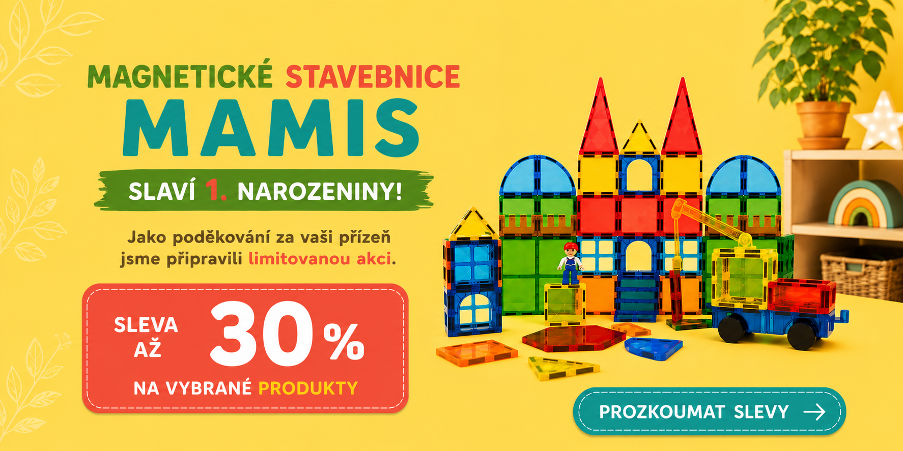 Magnetické stavebnice Mamis slaví narozeniny - sleva