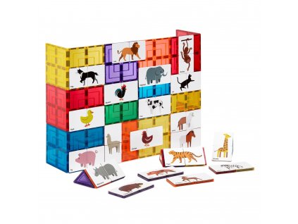 Learn & Grow Toys - Magnetic Tile Topper - Duo Animal Puzzle Pac