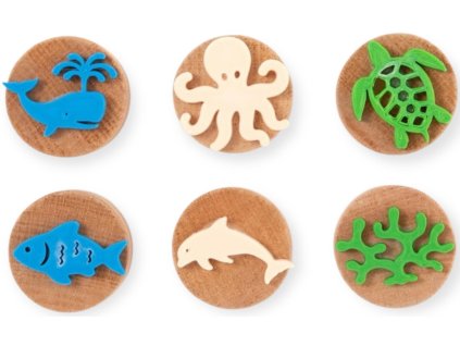 mamito ChildGen Sada drevenych razitek 6 ks Morska zvirata 298 2