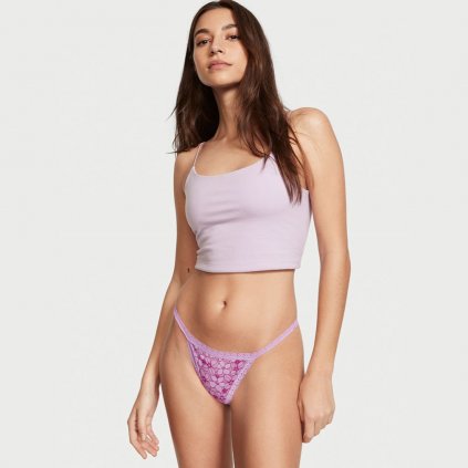 Victoria's Secret vínové strečové bavlněné tanga kalhotky Stretch Cotton  V-String Panty