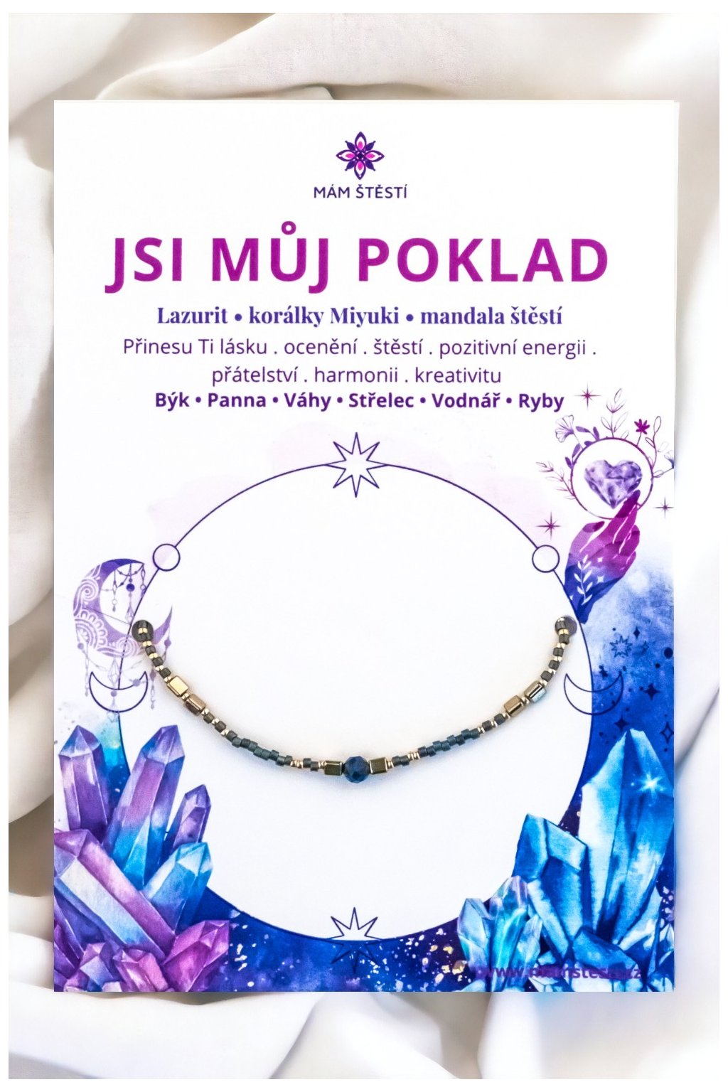 JSI-MŮJ-POKLAD-Mám-štěstí-cz-8594198293259-modrá-Lazurit-korálky-Miyuki-štěstí-jak-mít-štěstí-znamení-horoskopu-Beran-Blíženci-Rak-Lev-Panna-Štír-Střelec-Kozoroh-Vodnář-Ryby-horoskop-náramky-z-minerálů-polodrahokamy-dárek-nevěsta-svatba-minerální-náramky-podla-znamení-léčivé-kameny-láska-ručně-vyráběné-český-výrobek-energie-zdravý-životní-styl-dárek-pro-učitelku-kamarádku-babičku-maminku-k-narozeninám-výročí-vánoční-dárek-boho-styl-24K-zlato-amulet-pro-štěstí-talisman-peníze-zdraví-krása-fashion-módní-náramky-korálky-zvěrokruhy-partnerský-horoskop-horoskopy-andělíček-štěstí1