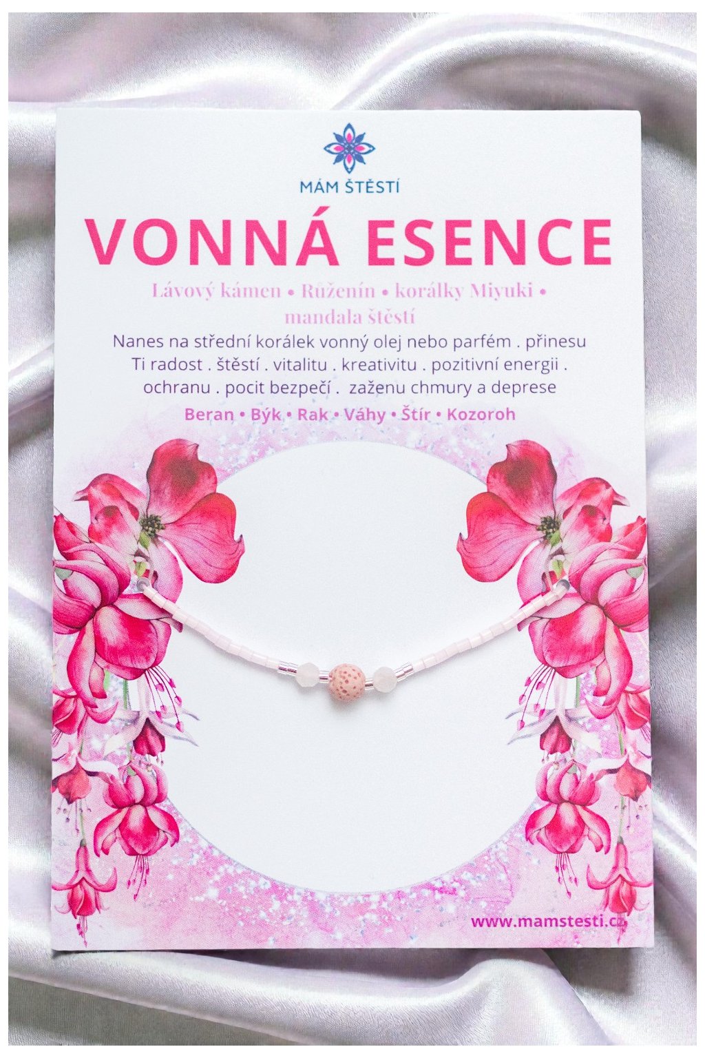 VONNÁ-ESENCE-Mám-štěstí-cz-8594198293785-růžová-Lávový-kámen-Růženín-korálky-Miyuki-ocel-mandala-je-rhodiovaná-štěstí-jak-mít-štěstí-znamení-horoskopu-Beran-Blíženci-Rak-Lev-Panna-Štír-Střelec-Kozoroh-Vodnář-Ryby-horoskop-náramky-z-minerálů-polodrahokamy-dárek-nevěsta-svatba-minerální-náramky-podla-znamení-léčivé-kameny-láska-ručně-vyráběné-český-výrobek-energie-zdravý-životní-styl-dárek-pro-učitelku-kamarádku-babičku-maminku-k-narozeninám-výročí-vánoční-dárek-boho-styl-stříbrná-amulet-pro-štěstí-talisman-peníze-zdraví-krása-fashion-módní-náramky-korálky-zvěrokruhy-partnerský-horoskop-horoskopy-andělíček-štěstí