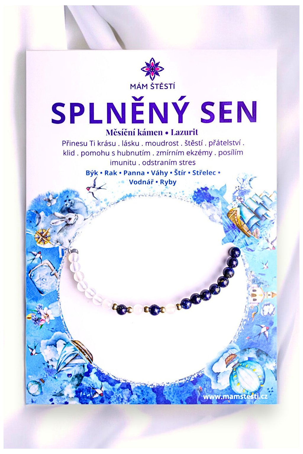 SPLNĚNÝ-SEN-Mám-štěstí-cz-8594198293648-Bílá-modrá-Měsíční-kámen-Lazurit-korálky-Miyuki-štěstí-jak-mít-štěstí-znamení-horoskopu-Beran-Blíženci-Rak-Lev-Panna-Štír-Střelec-Kozoroh-Vodnář-Ryby-horoskop-náramky-z-minerálů-polodrahokamy-dárek-nevěsta-svatba-minerální-náramky-podla-znamení-léčivé-kameny-láska-ručně-vyráběné-český-výrobek-energie-zdravý-životní-styl-dárek-pro-učitelku-kamarádku-babičku-maminku-k-narozeninám-výročí-vánoční-dárek-boho-styl-stříbrná-amulet-pro-štěstí-talisman-peníze-zdraví-krása-fashion-módní náramky-korálky-zvěrokruhy-partnerský-horoskop-horoskopy-andělíček-štěstí