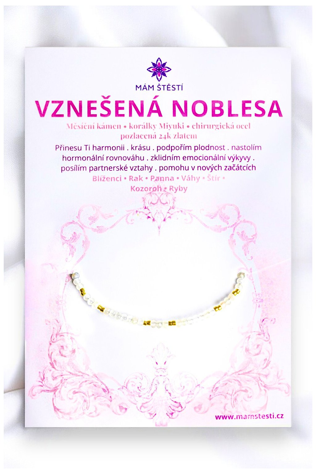 VZNEŠENÁ-NOBLESA-Mám-štěstí-cz-8594198294720-bílá-zlatá-Měsíční-kámen-korálky-Miyuki-chirurgická-ocel-pozlacená-24k-zlatem-štěstí-jak-mít-štěstí-znamení-horoskopu-Beran-Blíženci-Rak-Lev-Panna-Štír-Střelec-Kozoroh-Vodnář-Ryby-horoskop-náramky-z-minerálů-polodrahokamy-dárek-nevěsta-svatba-minerální-náramky-podla-znamení-léčivé-kameny-láska-ručně-vyráběné-český-výrobek-energie-zdravý-životní-styl-dárek-pro-učitelku-kamarádku-babičku-maminku-k-narozeninám-výročí-vánoční-dárek-boho-styl-stříbrná-amulet-pro-štěstí-talisman-peníze-zdraví-krása-fashion-módní-náramky-korálky-zvěrokruhy-partnerský-horoskop-horoskopy-andělíček-štěstí