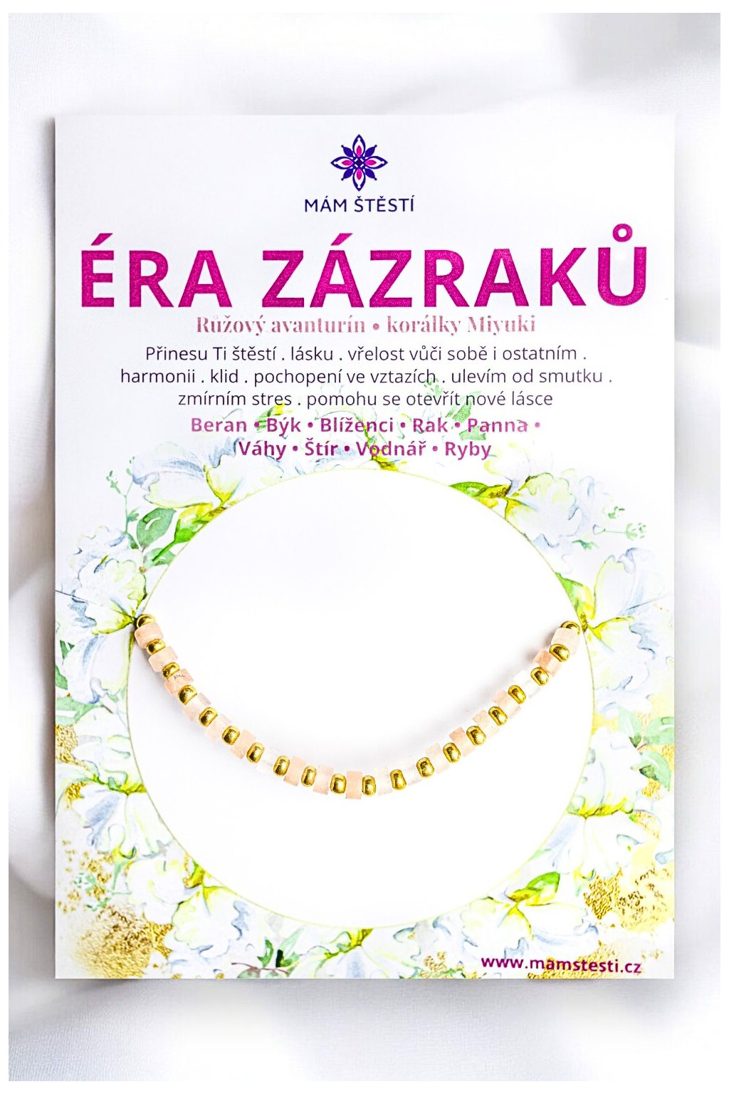 ÉRA-ZÁZRAKŮ-Mám-štěstí-cz-8594198294737-krémová-zlatá-Růžový-avanturín-korálky-Miyuki-štěstí-jak-mít-štěstí-znamení-horoskopu-Beran-Blíženci-Rak-Lev-Panna-Štír-Střelec-Kozoroh-Vodnář-Ryby-horoskop-náramky-z-minerálů-polodrahokamy-dárek-nevěsta-svatba-minerální-náramky-podla-znamení-léčivé-kameny-láska-ručně-vyráběné-český-výrobek-energie-zdravý-životní-styl-dárek-pro-učitelku-kamarádku-babičku-maminku-k-narozeninám-výročí-vánoční-dárek-boho-styl-stříbrná-amulet-pro-štěstí-talisman-peníze-zdraví-krása-fashion-módní náramky-korálky-zvěrokruhy-partnerský-horoskop-horoskopy-andělíček-štěstí