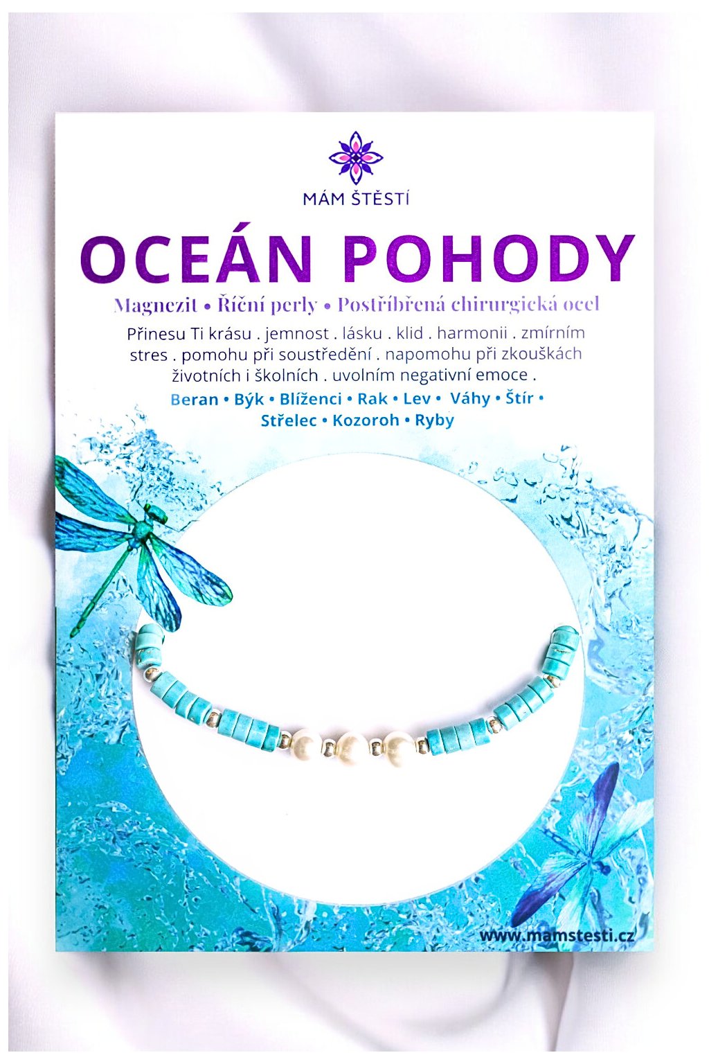 OCEÁN-POHODY-Mám-štěstí-cz-8594198294775-tyrkysová-bílá-Magnezit-říční-perly-korálky-Miyuki-postříbřená-chirurgická-ocel-štěstí-jak-mít-štěstí-znamení-horoskopu-Beran-Blíženci-Rak-Lev-Panna-Štír-Střelec-Kozoroh-Vodnář-Ryby-horoskop-náramky-z-minerálů-polodrahokamy-dárek-nevěsta-svatba-minerální-náramky-podla-znamení-léčivé-kameny-láska-ručně-vyráběné-český-výrobek-energie-zdravý-životní-styl-dárek-pro-učitelku-kamarádku-babičku-maminku-k-narozeninám-výročí-vánoční-dárek-boho-styl-stříbrná-amulet-pro-štěstí-talisman-peníze-zdraví-krása-fashion-módní-náramky-korálky-zvěrokruhy-partnerský-horoskop-horoskopy-andělíček-štěstí