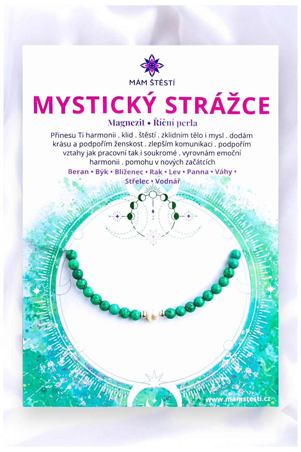 MYSTICKÝ-STRÁŽCE-Mám-štěstí-cz-8594198294867-Zelená-Magnezit-říční-perla-korálky-Miyuki-štěstí-jak-mít-štěstí-znamení-horoskopu-Beran-Blíženci-Rak-Lev-Panna-Štír-Střelec-Kozoroh-Vodnář-Ryby-horoskop-náramky-z-minerálů-polodrahokamy-dárek-nevěsta-svatba-minerální-náramky-podla-znamení-léčivé-kameny-láska-ručně-vyráběné-český-výrobek-energie-zdravý-životní-styl-dárek-pro-učitelku-kamarádku-babičku-maminku-k-narozeninám-výročí-vánoční-dárek-boho-styl-stříbrná-amulet-pro-štěstí-talisman-peníze-zdraví-krása-fashion-módní náramky-korálky-zvěrokruhy-partnerský-horoskop-horoskopy-andělíček-štěstí