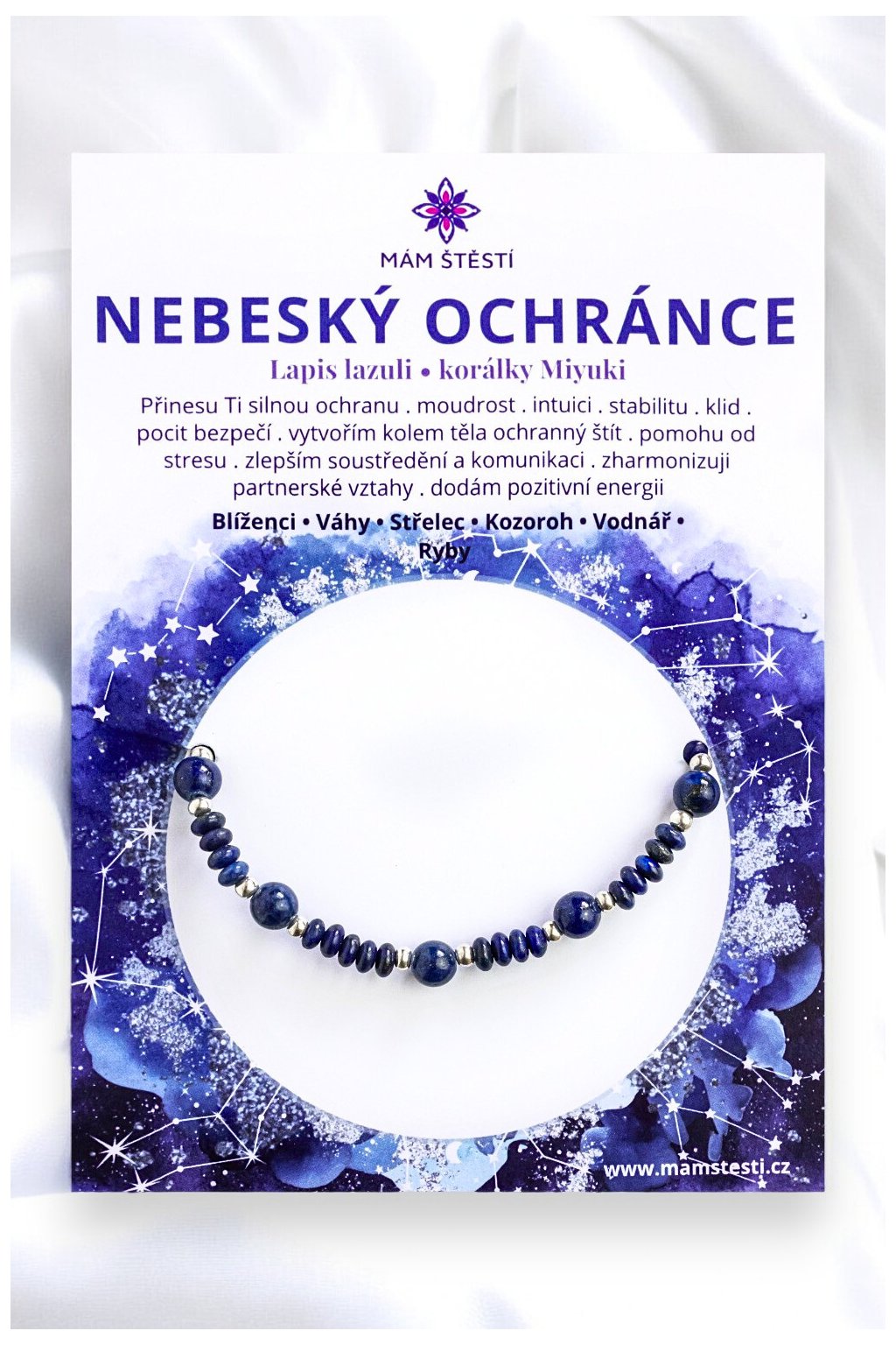 NEBESKÝ-OCHRÁNCE-Mám-štěstí-cz-8594198294850-Tmavě-modrá-Lapis-lazuli-korálky-Miyuki-štěstí-jak-mít-štěstí-znamení-horoskopu-Beran-Blíženci-Rak-Lev-Panna-Štír-Střelec-Kozoroh-Vodnář-Ryby-horoskop-náramky-z-minerálů-polodrahokamy-dárek-nevěsta-svatba-minerální-náramky-podla-znamení-léčivé-kameny-láska-ručně-vyráběné-český-výrobek-energie-zdravý-životní-styl-dárek-pro-učitelku-kamarádku-babičku-maminku-k-narozeninám-výročí-vánoční-dárek-boho-styl-stříbrná-amulet-pro-štěstí-talisman-peníze-zdraví-krása-fashion-módní náramky-korálky-zvěrokruhy-partnerský-horoskop-horoskopy-andělíček-štěstí