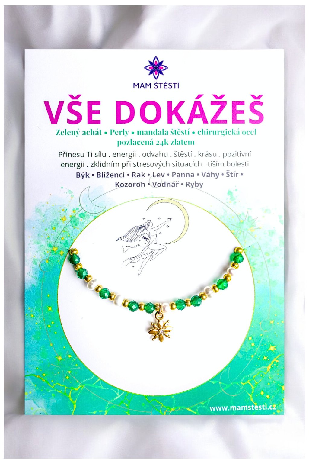 VŠE-DOKÁŽEŠ-Mám-štěstí-cz-8594198293693-Zelená-bílá-Zelený-achát-říční-perly-mandala-štěstím-chirurgická-ocel-pozlacená-24k-zlatem-štěstí-jak-mít-štěstí-znamení-horoskopu-Beran-Blíženci-Rak-Lev-Panna-Štír-Střelec-Kozoroh-Vodnář-Ryby-horoskop-náramky-z-minerálů-polodrahokamy-dárek-nevěsta-svatba-minerální-náramky-podla-znamení-léčivé-kameny-láska-ručně-vyráběné-český-výrobek-energie-zdravý-životní-styl-dárek-pro-učitelku-kamarádku-babičku-maminku-k-narozeninám-výročí-vánoční-dárek-boho-styl-stříbrná-amulet-pro-štěstí-talisman-peníze-zdraví-krása-fashion-módní-náramky-korálky-zvěrokruhy-partnerský-horoskop-horoskopy-andělíček-štěstí
