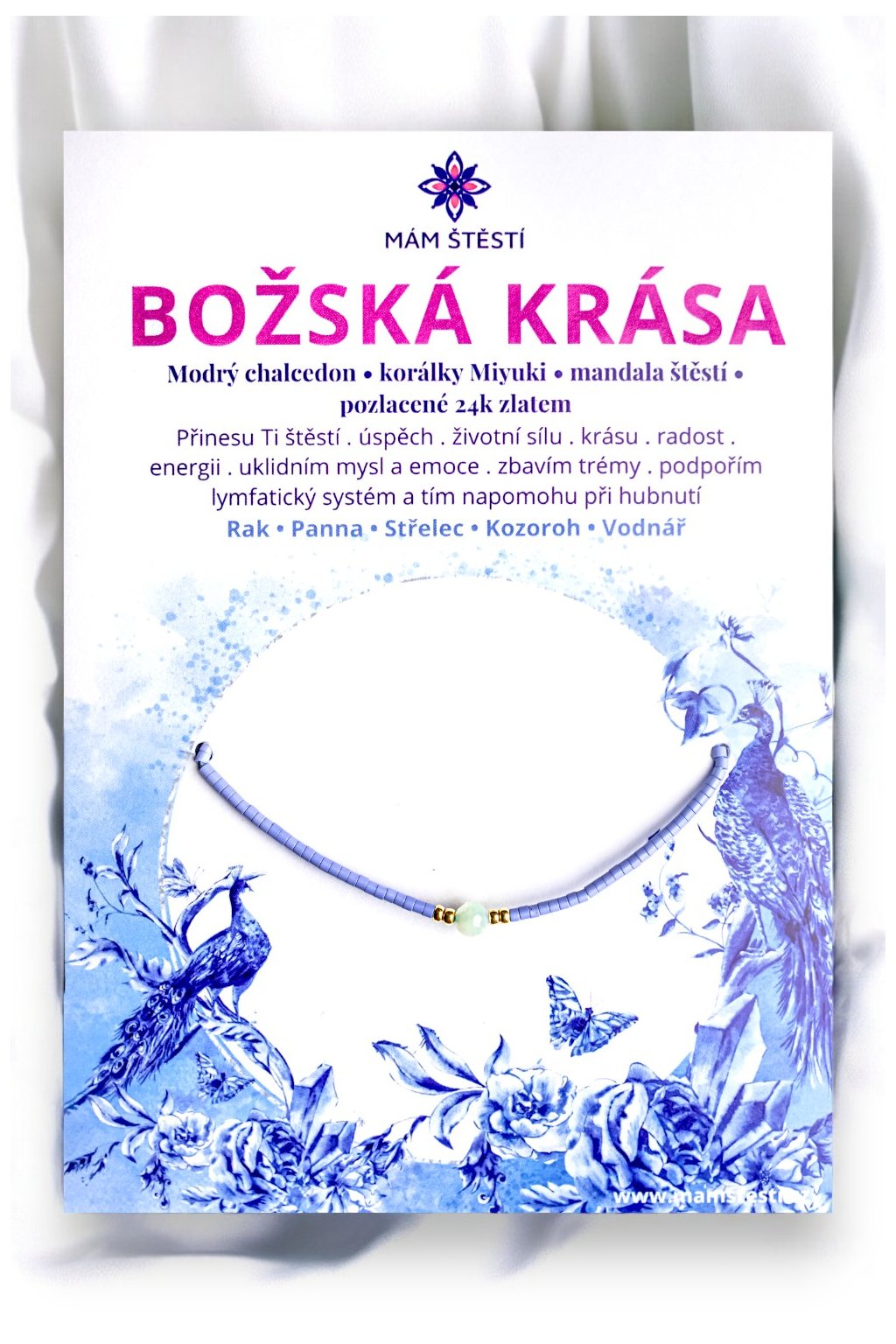 BOŽSKÁ-KRÁSA-Mám-štěstí-cz-8594198293563-Světle-modrá-Modrý-chalcedon-Miyuki-mandala-štěstí-pozlacené-24K-zlatem-štěstí-jak-mít-štěstí-znamení-horoskopu-Beran-Blíženci-Rak-Lev-Panna-Štír-Střelec-Kozoroh-Vodnář-Ryby-horoskop-náramky-z-minerálů-polodrahokamy-dárek-nevěsta-svatba-minerální-náramky-podla-znamení-léčivé-kameny-láska-ručně-vyráběné-český-výrobek-energie-zdravý-životní-styl-dárek-pro-učitelku-kamarádku-babičku-maminku-k-narozeninám-výročí-vánoční-dárek-boho-styl-stříbrná-amulet-pro-štěstí-talisman-peníze-zdraví-krása-fashion-módní-náramky-korálky-zvěrokruhy-partnerský-horoskop-horoskopy-andělíček-štěstí