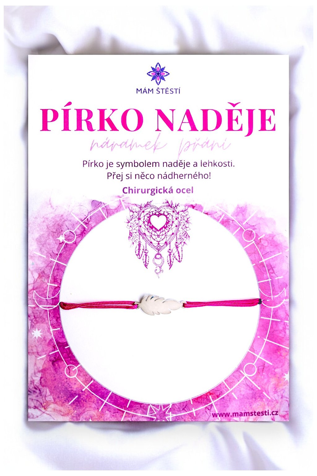 PÍRKO-NADĚJE-Mám-štěstí-cz-8594198293969-Růžová-Chirurgická-ocel-štěstí-jak-mít-štěstí-znamení-horoskopu-Beran-Blíženci-Rak-Lev-Panna-Štír-Střelec-Kozoroh-Vodnář-Ryby-horoskop-náramky-z-minerálů-polodrahokamy-dárek-nevěsta-svatba-minerální-náramky-podla-znamení-léčivé-kameny-láska-ručně-vyráběné-český-výrobek-energie-zdravý-životní-styl-dárek-pro-učitelku-kamarádku-babičku-maminku-k-narozeninám-výročí-vánoční-dárek-boho-styl-stříbrná-amulet-pro-štěstí-talisman-peníze-zdraví-krása-fashion-módní-náramky-korálky-zvěrokruhy-partnerský-horoskop-horoskopy-andělíček-štěstí-šňůrkový-náramek-náramek-přání