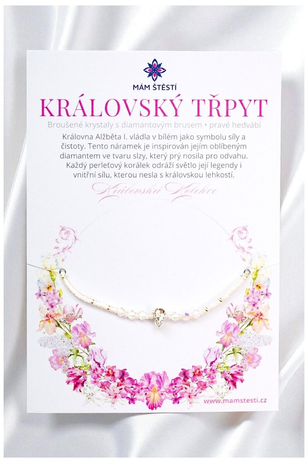 KRÁLOVSKÝ-TŘPYT-Mám-štěstí-cz-8594198295154Bílá-Broušené-krystaly-s-diamantovým-brusem-pravé-hedvábí-štěstí-jak-mít-štěstí-znamení-horoskopu-Beran-Blíženci-Rak-Lev-Panna-Štír-Střelec-Kozoroh-Vodnář-Ryby-horoskop-náramky-z-minerálů-polodrahokamy-dárek-nevěsta-svatba-minerální-náramky-podla-znamení-léčivé-kameny-láska-ručně-vyráběné-český-výrobek-energie-zdravý-životní-styl-dárek-pro-učitelku-kamarádku-babičku-maminku-k-narozeninám-výročí-vánoční-dárek-boho-styl-stříbrná-Swarovski-amulet-pro-štěstí-talisman-peníze-zdraví-krása-fashion-módní-náramky-korálky-zvěrokruhy-partnerský-horoskop-horoskopy-andělíček-štěstí