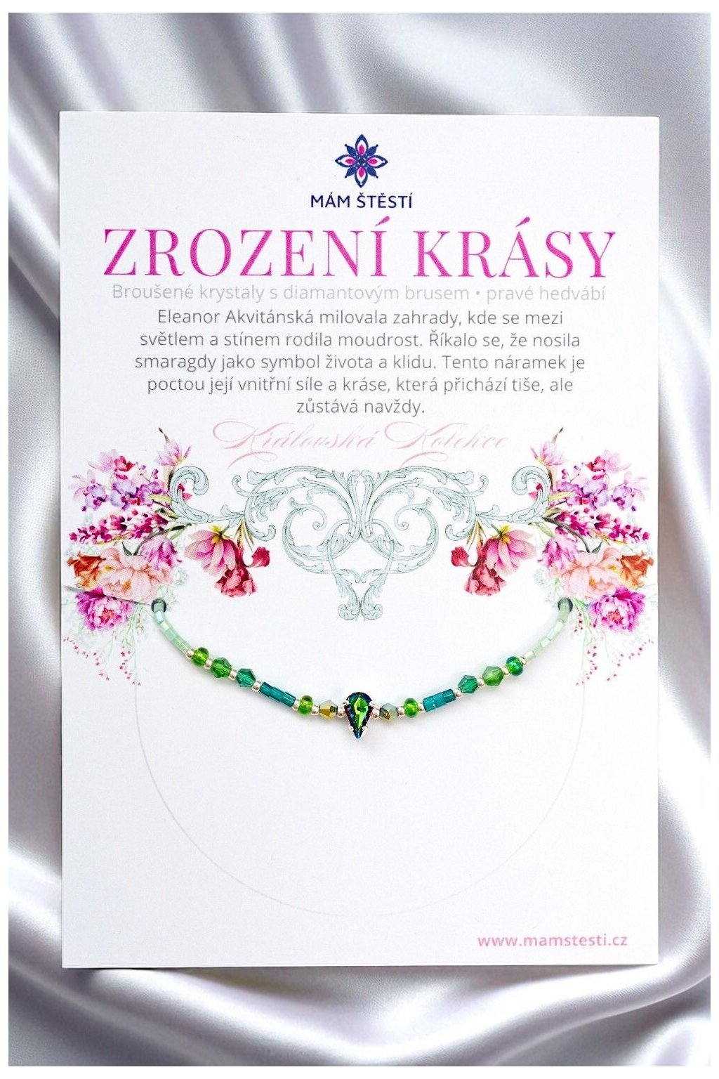 ZROZENÍ-KRÁSY-Mám-štěstí-cz-8594198295215-Zelená-Broušené-krystaly-s-diamantovým-brusem-pravé-hedvábí-štěstí-jak-mít-štěstí-znamení-horoskopu-Beran-Blíženci-Rak-Lev-Panna-Štír-Střelec-Kozoroh-Vodnář-Ryby-horoskop-náramky-z-minerálů-polodrahokamy-dárek-nevěsta-svatba-minerální-náramky-podla-znamení-léčivé-kameny-láska-ručně-vyráběné-český-výrobek-energie-zdravý-životní-styl-dárek-pro-učitelku-kamarádku-babičku-maminku-k-narozeninám-výročí-vánoční-dárek-boho-styl-stříbrná-Swarovski-amulet-pro-štěstí-talisman-peníze-zdraví-krása-fashion-módní-náramky-korálky-zvěrokruhy-partnerský-horoskop-horoskopy-andělíček-štěstí
