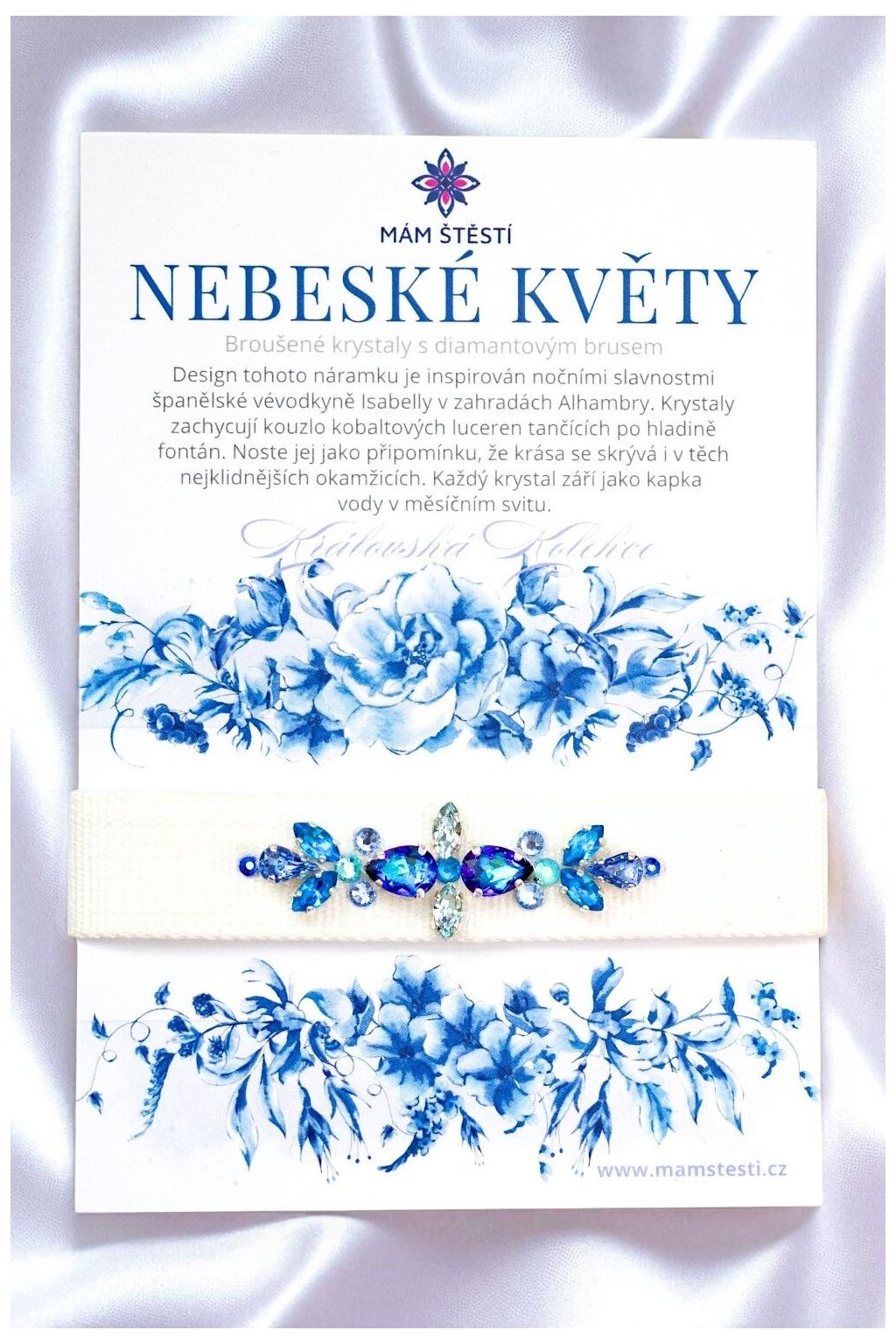 NEBESKÉ-KVĚTY-Mám-štěstí-cz-8594198295048-Bílá-modrá-Broušené-krystaly-s-diamantovým-brusem-pravé-hedvábí-štěstí-jak-mít-štěstí-znamení-horoskopu-Beran-Blíženci-Rak-Lev-Panna-Štír-Střelec-Kozoroh-Vodnář-Ryby-horoskop-náramky-z-minerálů-polodrahokamy-dárek-nevěsta-svatba-minerální-náramky-podla-znamení-léčivé-kameny-láska-ručně-vyráběné-český-výrobek-energie-zdravý-životní-styl-dárek-pro-učitelku-kamarádku-babičku-maminku-k-narozeninám-výročí-vánoční-dárek-boho-styl-stříbrná-Swarovski-amulet-pro-štěstí-talisman-peníze-zdraví-krása-fashion-módní-náramky-korálky-zvěrokruhy-partnerský-horoskop-horoskopy-andělíček-štěstí