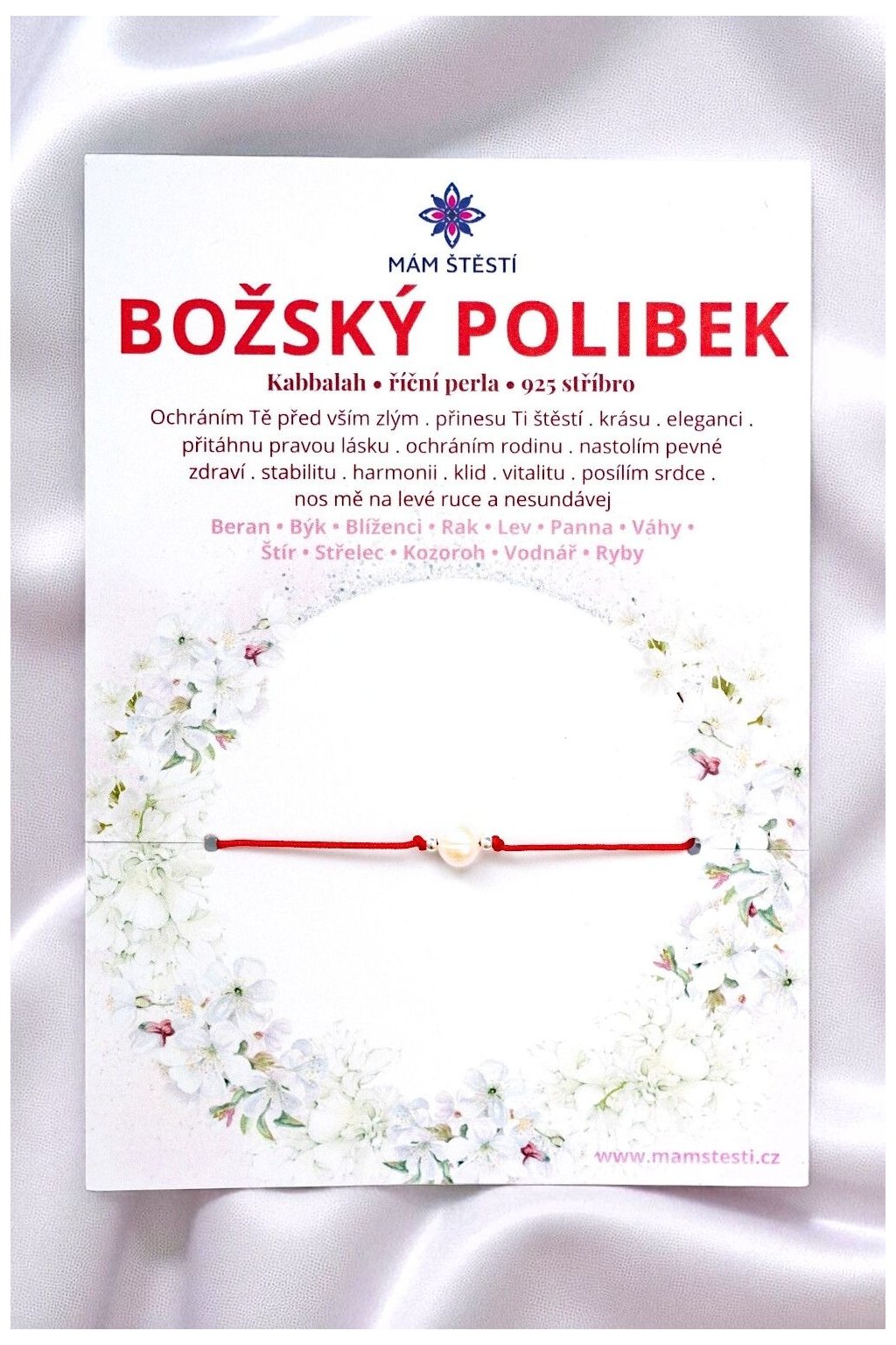 BOŽSKÝ-POLIBEK-Mám-štěstí-cz-8594198294997-červena-925-střibro-říční-perla-štěstí-jak-mít-štěstí-znamení-horoskopu-Beran-Blíženci-Rak-Lev-Panna-Štír-Střelec-Kozoroh-Vodnář-Ryby-horoskop-náramky-z-minerálů-polodrahokamy-dárek-nevěsta-svatba-minerální-náramky-podla-znamení-léčivé-kameny-láska-ručně-vyráběné-český-výrobek-energie-zdravý-životní-styl-dárek-pro-učitelku-kamarádku-babičku-maminku-k-narozeninám-výročí-vánoční-dárek-boho-styl-stříbrná-amulet-pro-štěstí-talisman-peníze-zdraví-krása-fashion-módní-náramky-korálky-zvěrokruhy-partnerský-horoskop-horoskopy-andělíček-štěstí