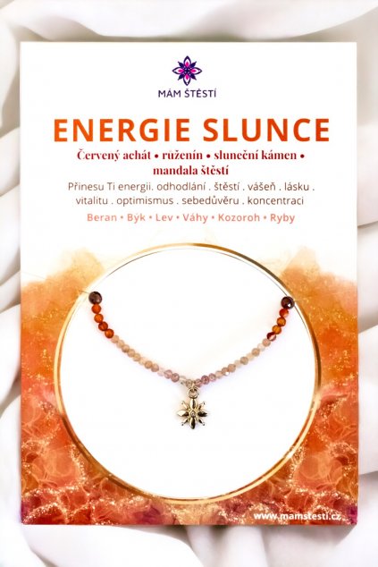 ENERGIE-SLUNCE-Mám-štěstí-cz-8594198293341-hnedá-Červený-achát-růženín-sluneční-kámen-štěstí-jak-mít-štěstí-znamení-horoskopu-Beran-Blíženci-Rak-Lev-Panna-Štír-Střelec-Kozoroh-Vodnář-Ryby-horoskop-náramky-z-minerálů-polodrahokamy-dárek-nevěsta-svatba-minerální-náramky-podla-znamení-léčivé-kameny-láska-ručně-vyráběné-český-výrobek-energie-zdravý-životní-styl-dárek-pro-učitelku-kamarádku-babičku-maminku-k-narozeninám-výročí-vánoční-dárek-boho-styl-24K-zlato-amulet-pro-štěstí-talisman-peníze-zdraví-krása-fashion-módní-náramky-korálky-zvěrokruhy-partnerský-horoskop-horoskopy-andělíček-štěst1í