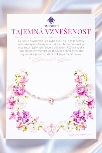 TAJEMNÁ-VZNEŠENOST-Mám-štěstí-cz-8594198295161-Růžová-Broušené-krystaly-s-diamantovým-brusem-pravé-hedvábí-štěstí-jak-mít-štěstí-znamení-horoskopu-Beran-Blíženci-Rak-Lev-Panna-Štír-Střelec-Kozoroh-Vodnář-Ryby-horoskop-náramky-z-minerálů-polodrahokamy-dárek-nevěsta-svatba-minerální-náramky-podla-znamení-léčivé-kameny-láska-ručně-vyráběné-český-výrobek-energie-zdravý-životní-styl-dárek-pro-učitelku-kamarádku-babičku-maminku-k-narozeninám-výročí-vánoční-dárek-boho-styl-stříbrná-Swarovski-amulet-pro-štěstí-talisman-peníze-zdraví-krása-fashion-módní-náramky-korálky-zvěrokruhy-partnerský-horoskop-horoskopy-andělíček-štěstí