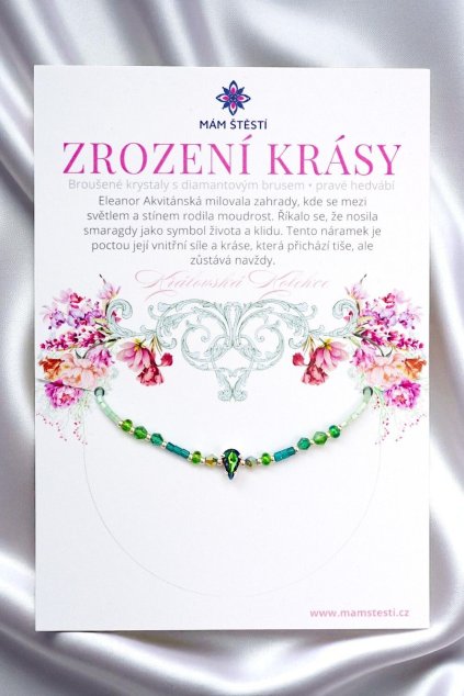 ZROZENÍ-KRÁSY-Mám-štěstí-cz-8594198295215-Zelená-Broušené-krystaly-s-diamantovým-brusem-pravé-hedvábí-štěstí-jak-mít-štěstí-znamení-horoskopu-Beran-Blíženci-Rak-Lev-Panna-Štír-Střelec-Kozoroh-Vodnář-Ryby-horoskop-náramky-z-minerálů-polodrahokamy-dárek-nevěsta-svatba-minerální-náramky-podla-znamení-léčivé-kameny-láska-ručně-vyráběné-český-výrobek-energie-zdravý-životní-styl-dárek-pro-učitelku-kamarádku-babičku-maminku-k-narozeninám-výročí-vánoční-dárek-boho-styl-stříbrná-Swarovski-amulet-pro-štěstí-talisman-peníze-zdraví-krása-fashion-módní-náramky-korálky-zvěrokruhy-partnerský-horoskop-horoskopy-andělíček-štěstí
