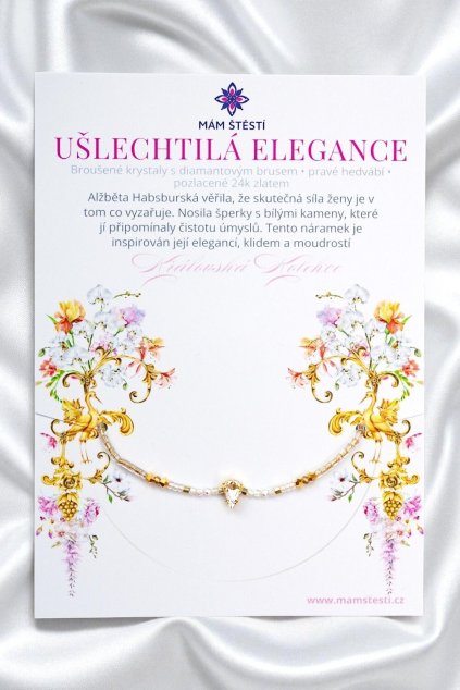 UŠLECHTILÁ-ELEGANCE-Mám-štěstí-cz-8594198295246-Bílá-Broušené-krystaly-s-diamantovým-brusem-pravé-hedvábí-štěstí-jak-mít-štěstí-znamení-horoskopu-Beran-Blíženci-Rak-Lev-Panna-Štír-Střelec-Kozoroh-Vodnář-Ryby-horoskop-náramky-z-minerálů-polodrahokamy-dárek-nevěsta-svatba-minerální-náramky-podla-znamení-léčivé-kameny-láska-ručně-vyráběné-český-výrobek-energie-zdravý-životní-styl-dárek-pro-učitelku-kamarádku-babičku-maminku-k-narozeninám-výročí-vánoční-dárek-boho-styl-stříbrná-Swarovski-amulet-pro-štěstí-talisman-peníze-zdraví-krása-fashion-módní-náramky-korálky-zvěrokruhy-partnerský-horoskop-horoskopy-andělíček-štěstí