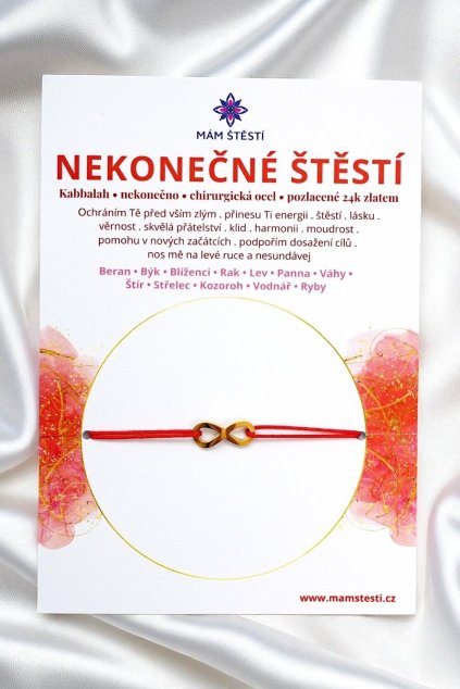 NEKONEČNÉ-ŠTĚSTÍ-Mám-štěstí-cz-8594198294928-červena-Chirurgická-ocel-pozlacené-24k-zlatem-štěstí-jak-mít-štěstí-znamení-horoskopu-Beran-Blíženci-Rak-Lev-Panna-Štír-Střelec-Kozoroh-Vodnář-Ryby-horoskop-náramky-z-minerálů-polodrahokamy-dárek-nevěsta-svatba-minerální-náramky-podla-znamení-léčivé-kameny-láska-ručně-vyráběné-český-výrobek-energie-zdravý-životní-styl-dárek-pro-učitelku-kamarádku-babičku-maminku-k-narozeninám-výročí-vánoční-dárek-boho-styl-stříbrná-amulet-pro-štěstí-talisman-peníze-zdraví-krása-fashion-módní náramky-korálky-zvěrokruhy-partnerský-horoskop-horoskopy-andělíček-štěstí