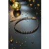 Náramek TAJEMNÝ STRÁŽCE  Černý spinel, chirurgická ocel - 24k pozlacená / postříbřená