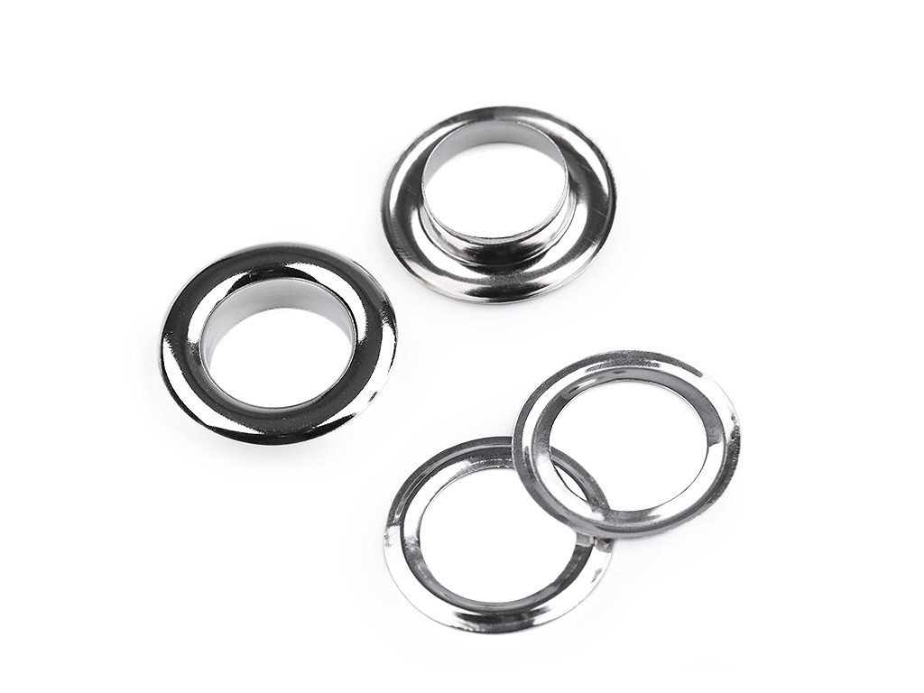 Průchodky s podložkou vnitřní Ø13,5 mm / vnější Ø23 mm lesklé (Balení 50 pár, Varianta nikl)