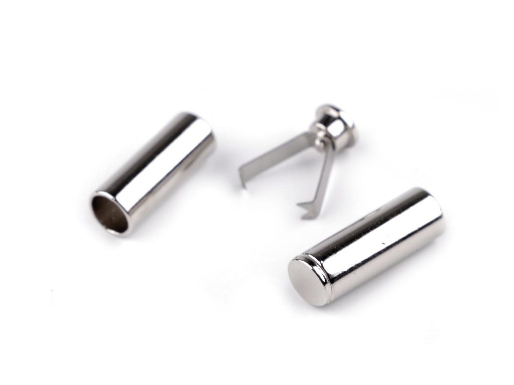 Kovová koncovka na šňůru dvoudílná s pojistkou Ø6 mm (Balení 4 ks, Varianta 1 nikl)