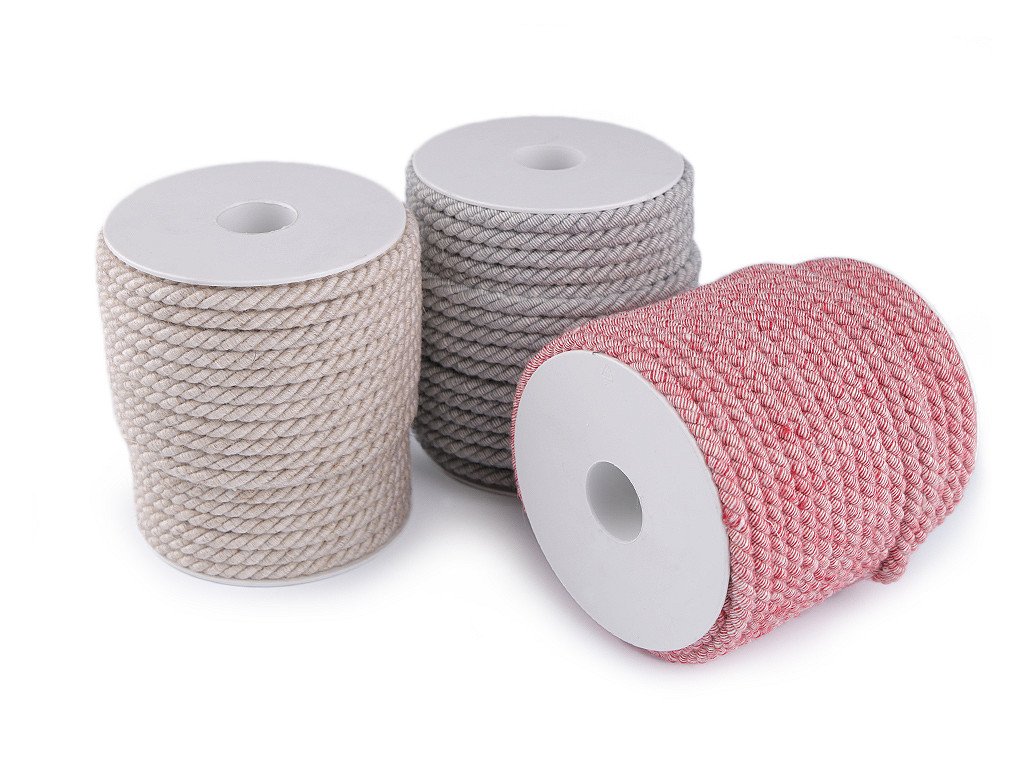 Kroucená šňůra dvoubarevná Ø6 mm macrame (Balení 25 m, Varianta 1 (C 12) režná)