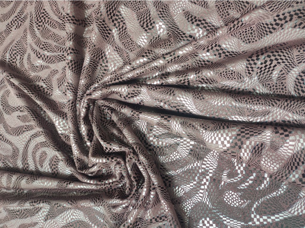 Úplet směsový  abstrakce černostříbrná  DOPRODEJ 1,1 m