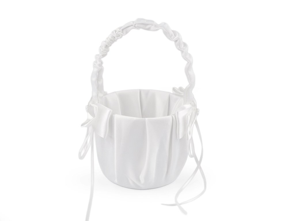 Svatební saténový košíček pro družičky (Balení 1 ks, Varianta 1 bílá)