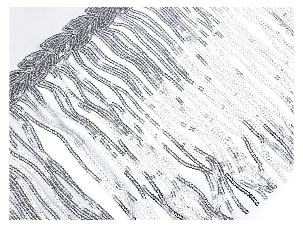 Prýmek monofilový s flitrovými třásněmi šíře 32 cm (Balení 9 m, Varianta 4 černá)