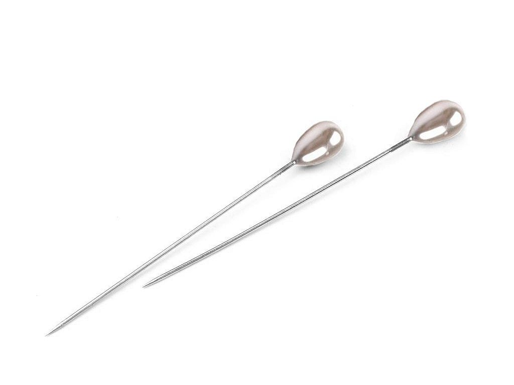 Ozdobné špendlíky délka 55 mm perleť (Balení 1 krab., Varianta bílá perleť)