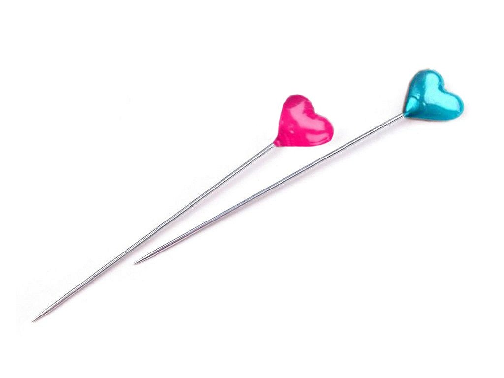 Ozdobné špendlíky délka 55 mm srdce (Balení 1 krab., Varianta mix barev)