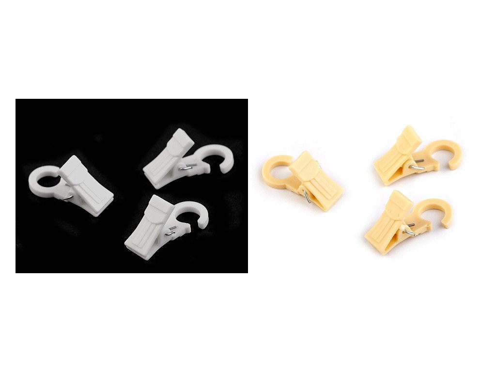 Žabky na záclony s háčkem (Balení 10 ks, Varianta 1 bílá mléčná)