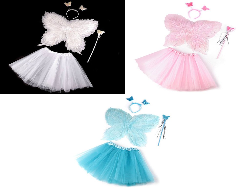 Karnevalový kostým - víla, péřová křídla (Balení 1 sada, Varianta 1 bílá)