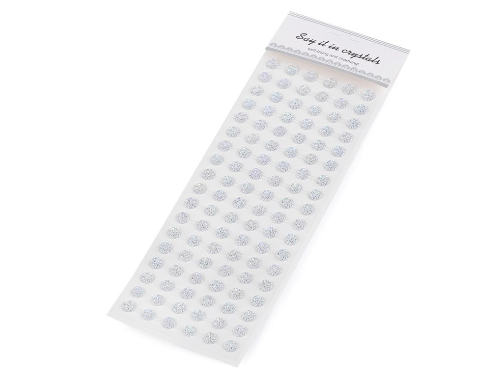 Samolepicí ozdoby na lepicím proužku AB Ø10 mm (Balení 1 karta, Varianta crystal AB)