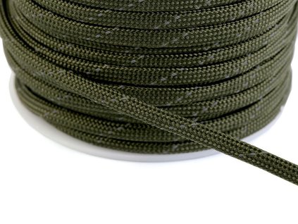 Padáková šňůra Ø4 mm s reflexní nití (Balení 100 m, Varianta 1 zelená neon)
